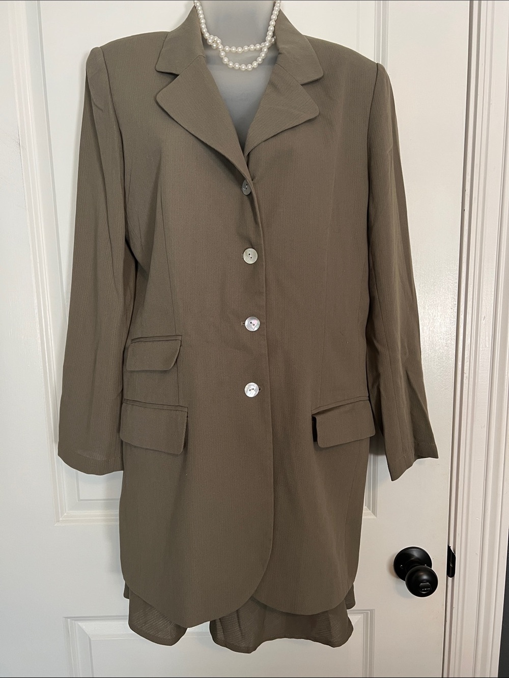 Women's Olive Green Skirt Set Blazer and Skirt